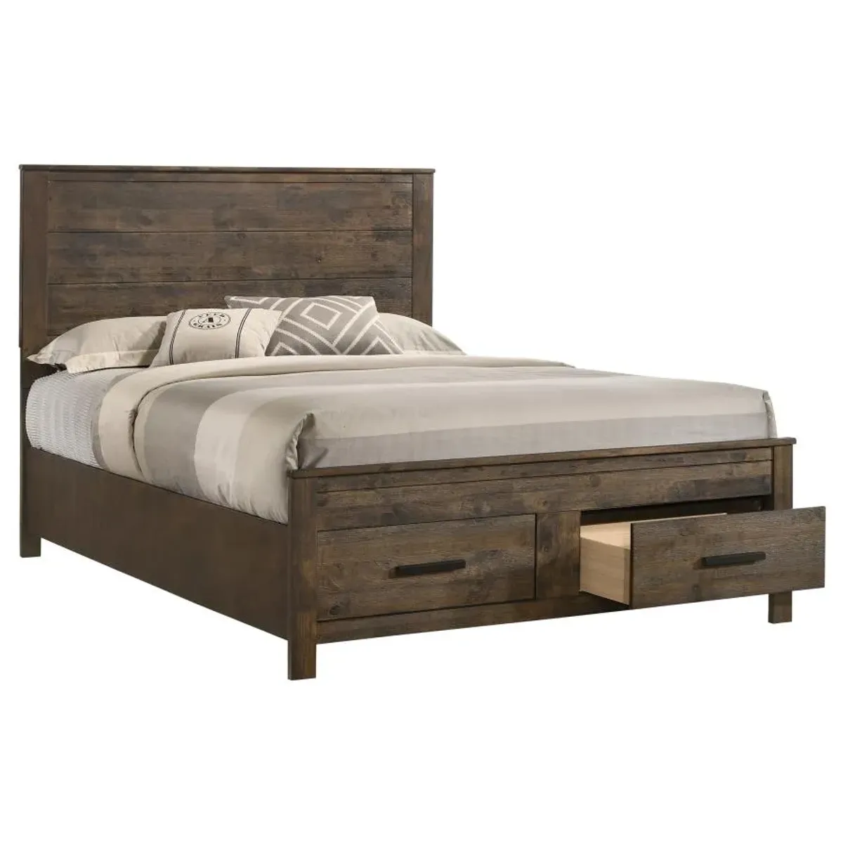 Aaron California King Storage Bed Rustic Golden Brown