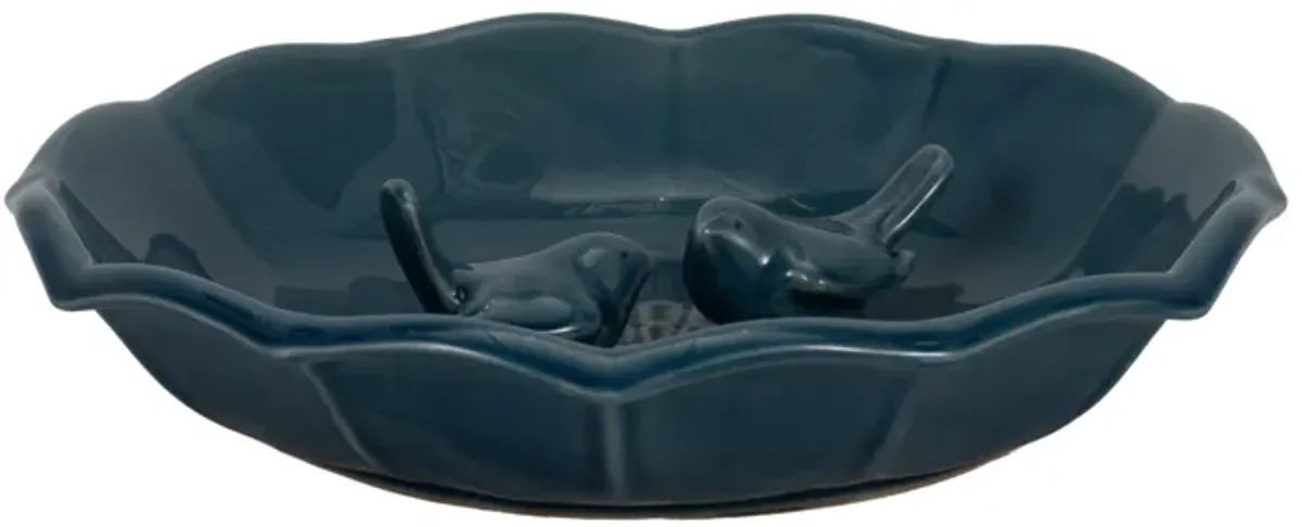 11" Flower Bird Bath, Blue