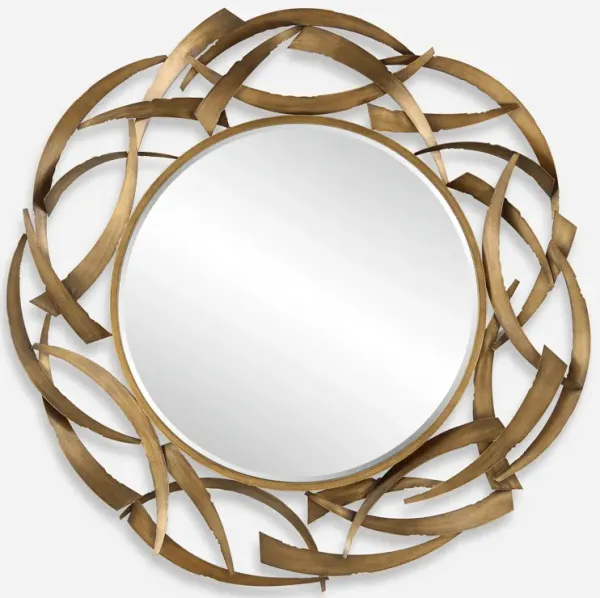 Cutting Edge Bronze Round Mirror