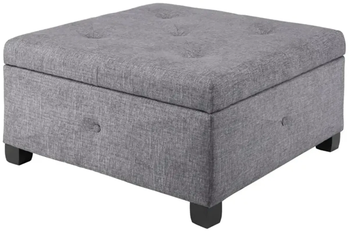 Madison Park Aspen Charcoal Soft Close Storage Ottoman