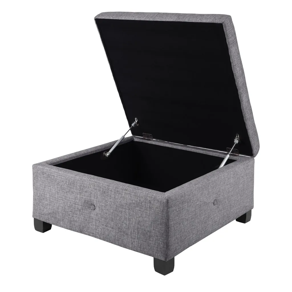 Madison Park Aspen Charcoal Soft Close Storage Ottoman