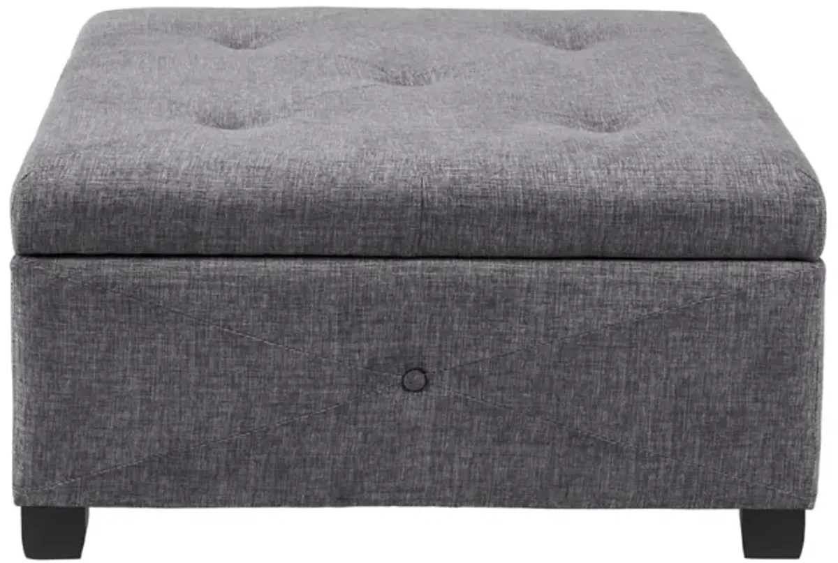 Madison Park Aspen Charcoal Soft Close Storage Ottoman