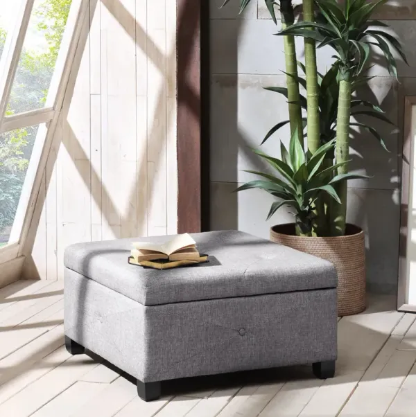 Madison Park Aspen Charcoal Soft Close Storage Ottoman