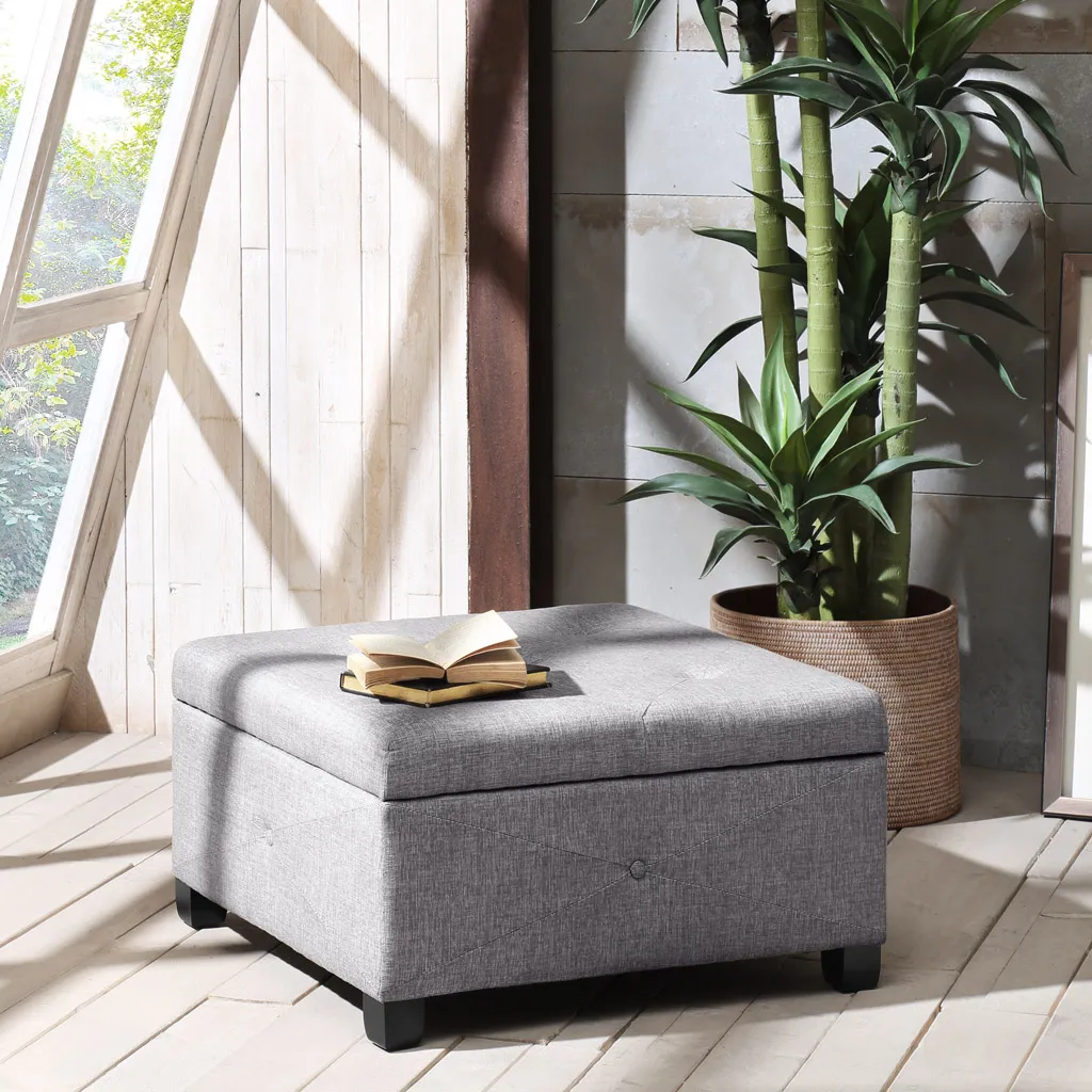 Madison Park Aspen Charcoal Soft Close Storage Ottoman