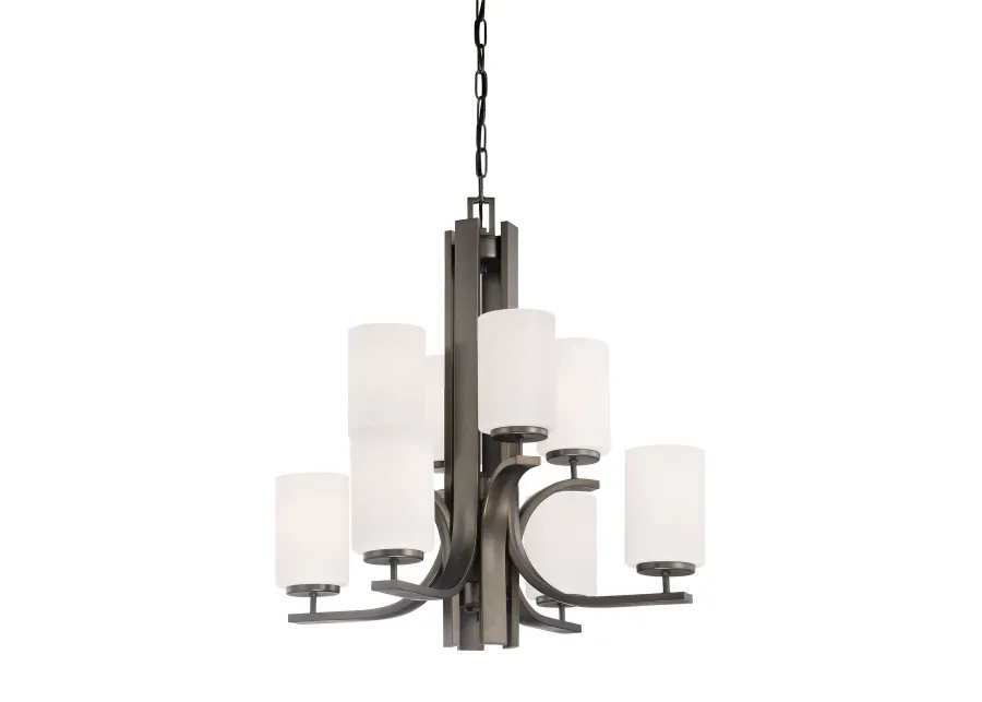 Pendenza 8-Light Chandelier in Oiled Bronze