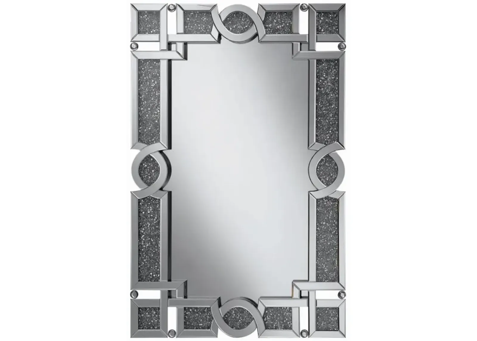 Jackie Interlocking Wall Mirror with Iridescent Panels and Beads Silver