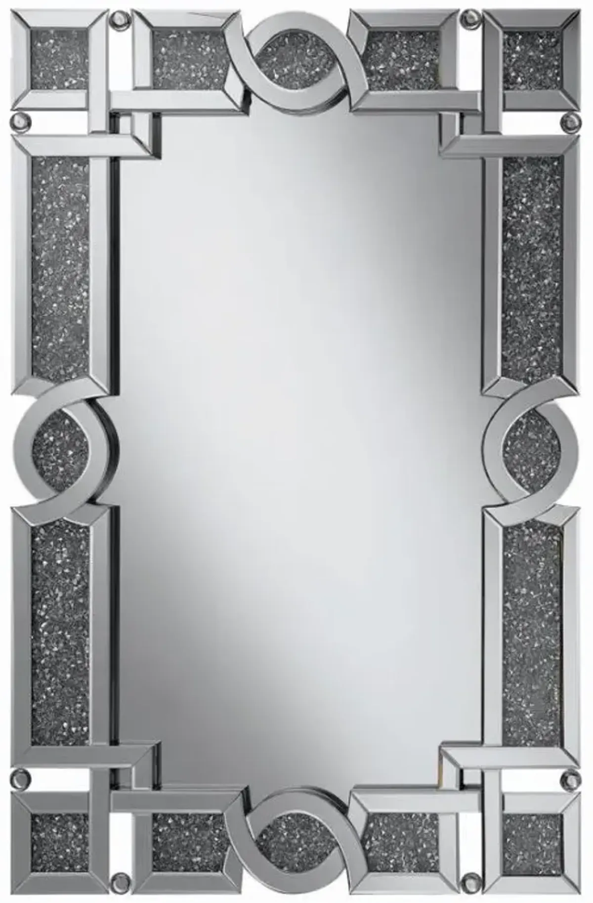 Jackie Interlocking Wall Mirror with Iridescent Panels and Beads Silver