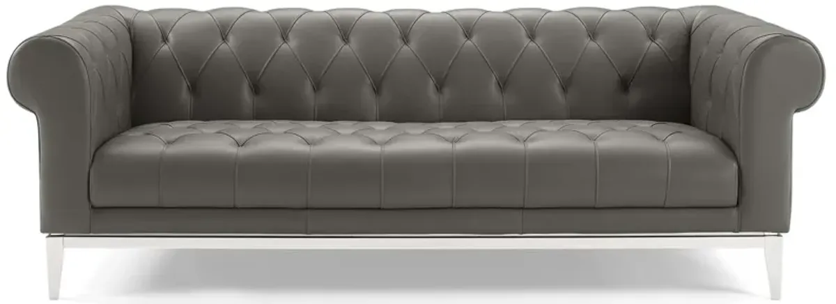 Idyll Tufted Button Upholstered Leather Chesterfield Sofa