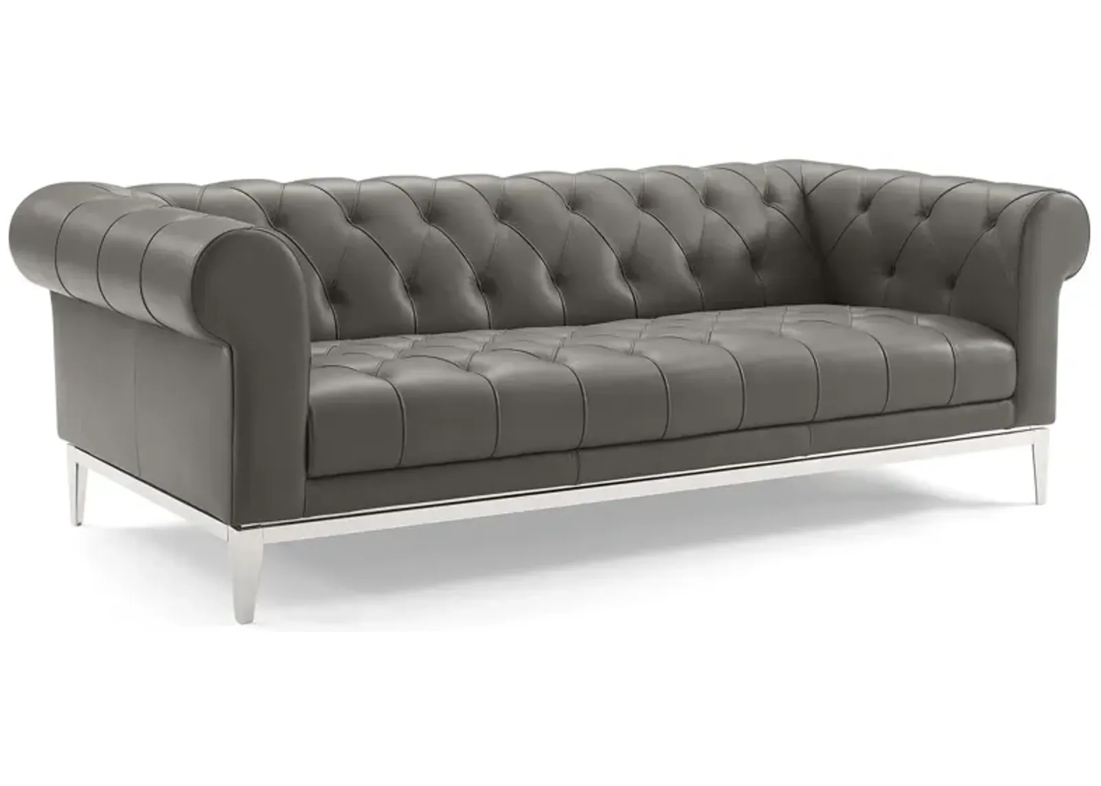 Idyll Tufted Button Upholstered Leather Chesterfield Sofa