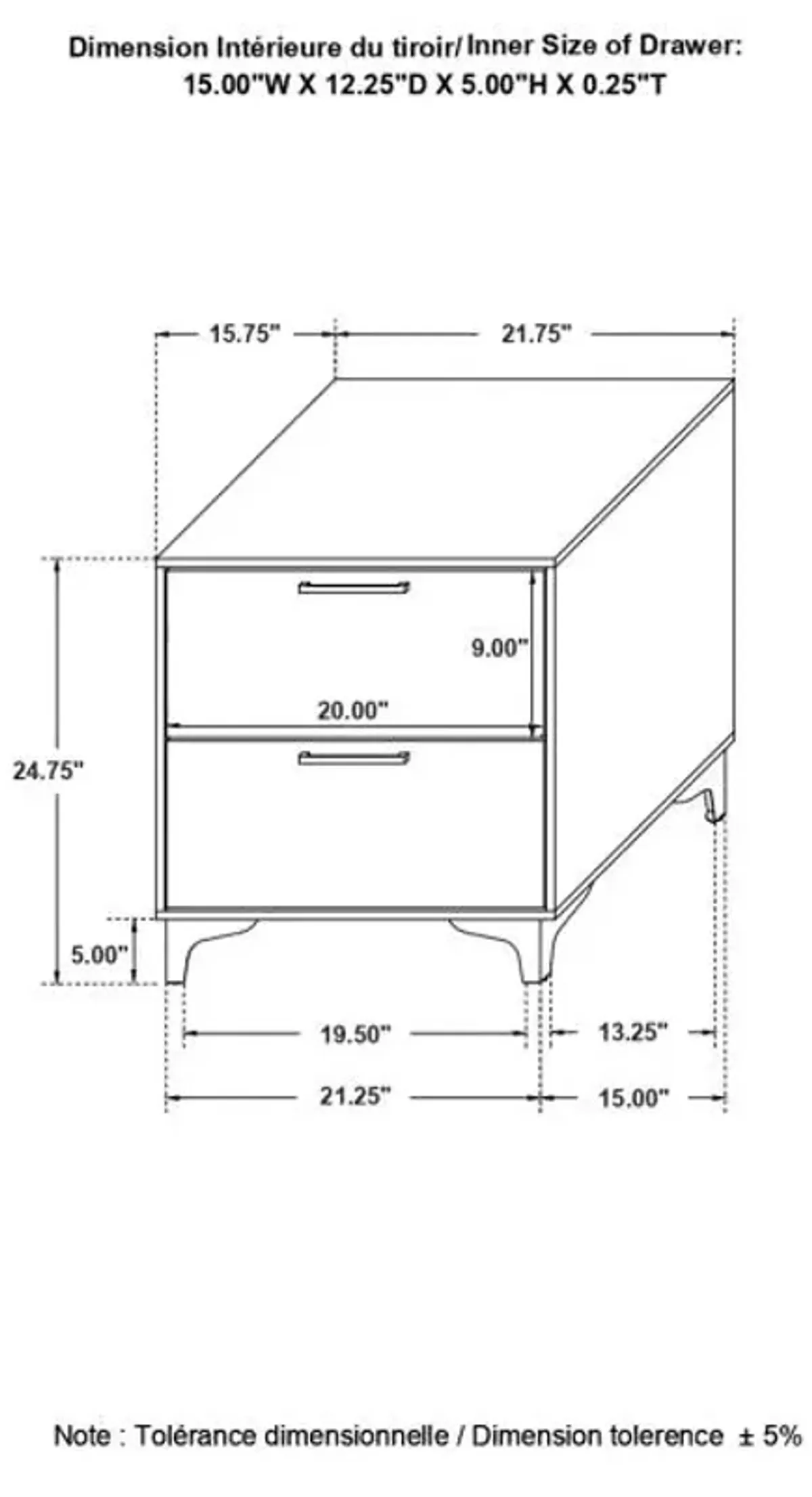 Kendall 2-Drawer Nightstand