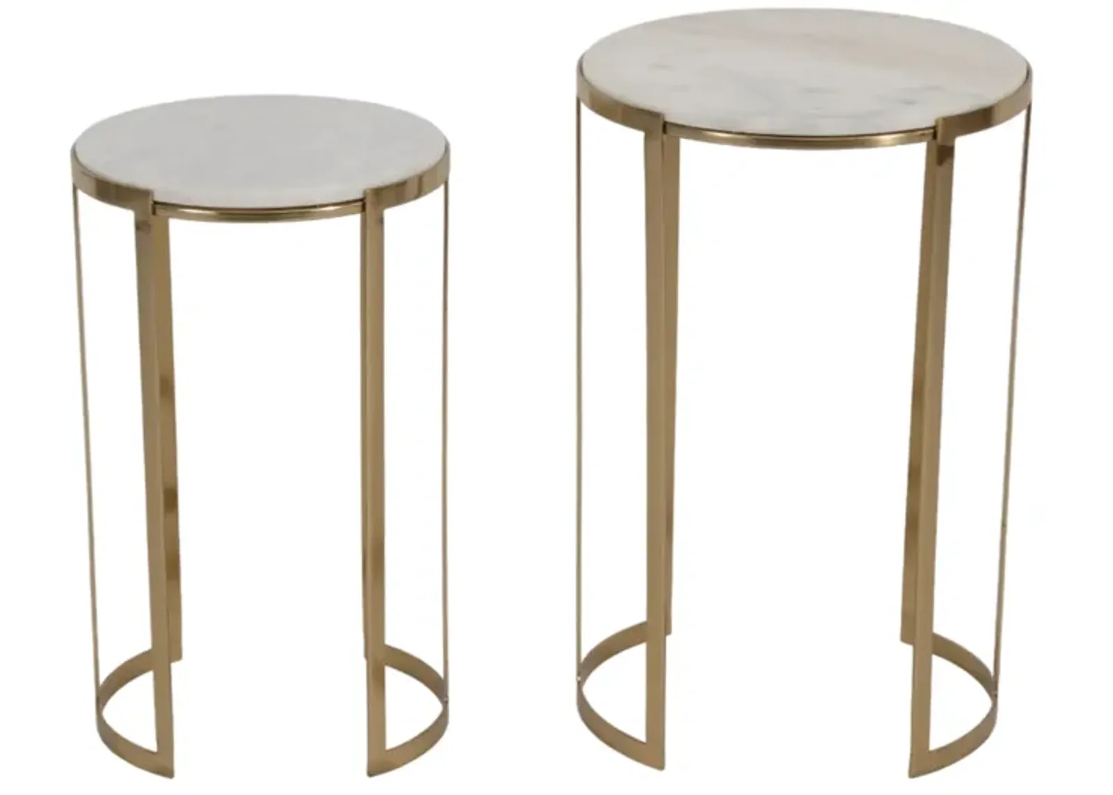 S/2 20/22" Morwar Marble Top Accent Tables, White/