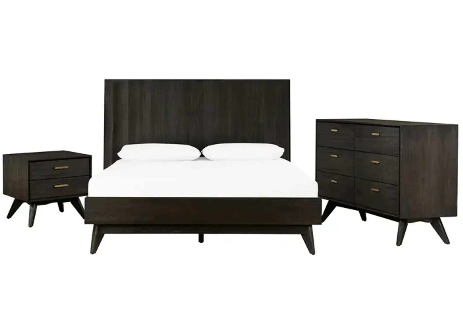 Cusco 3 Piece Acacia Queen Bed and Nightstands Bedroom Set