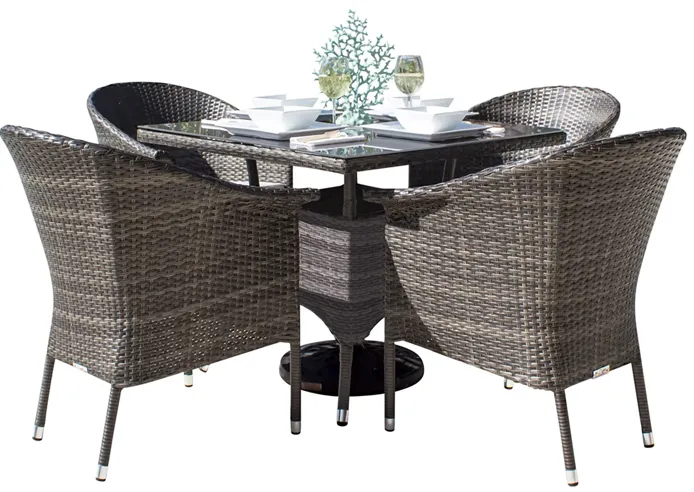 Ultra 5-Piece Woven Armchair Dining Set with Cushions