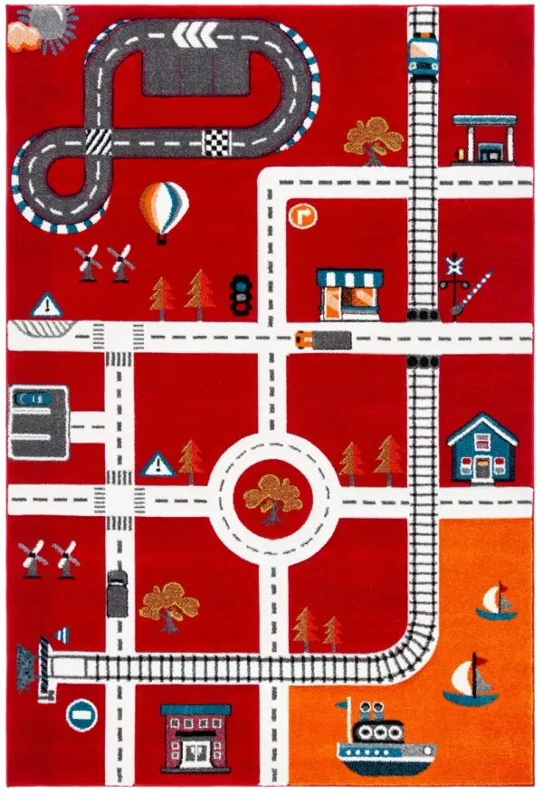 CAROUSEL KIDS 192 RED  9' x 12' Large Rectangle Rug