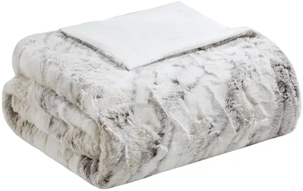 Madison Park Sachi Natural Oversized Faux Fur Throw