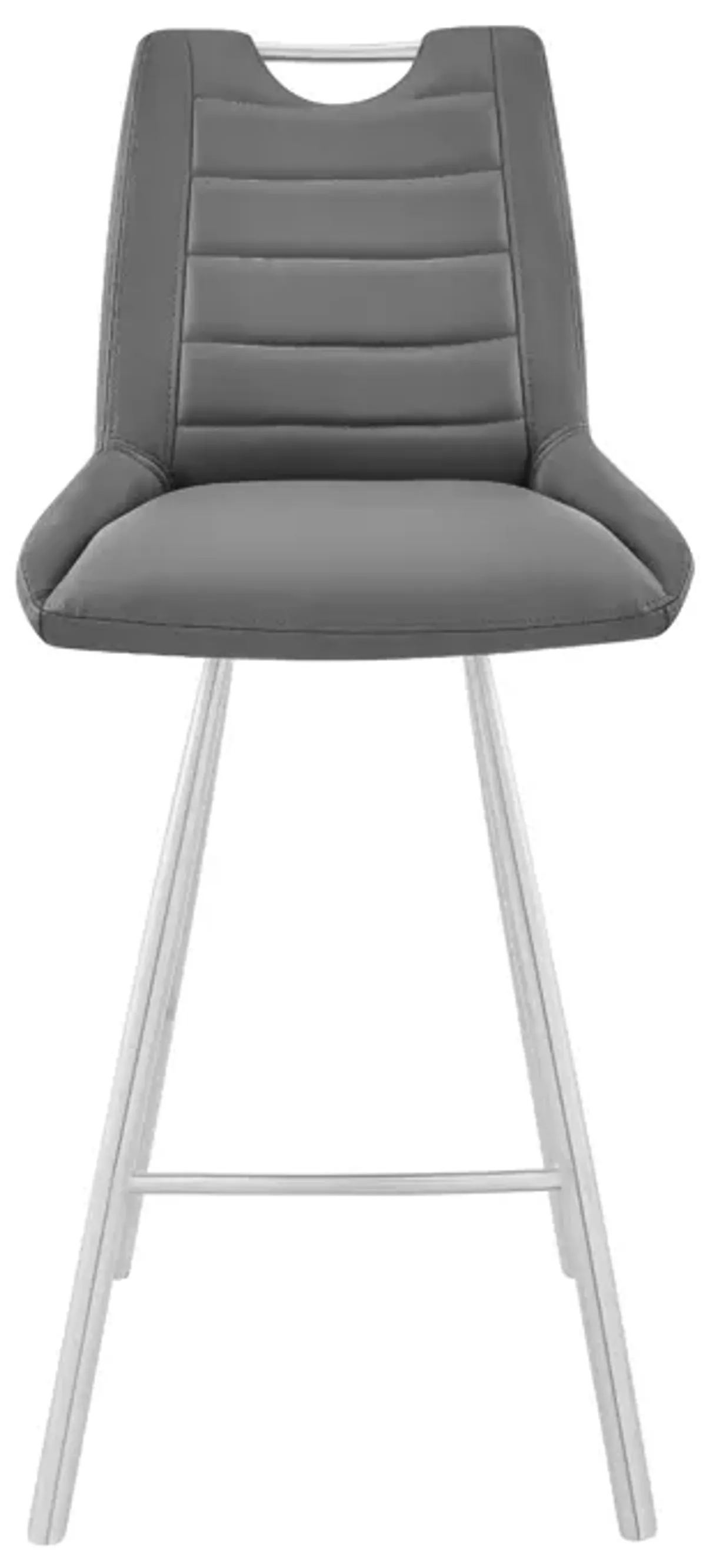 Arizona 26" Counter Height Bar Stool in Charcoal Faux Leather and Brushed Stainless Steel Finish