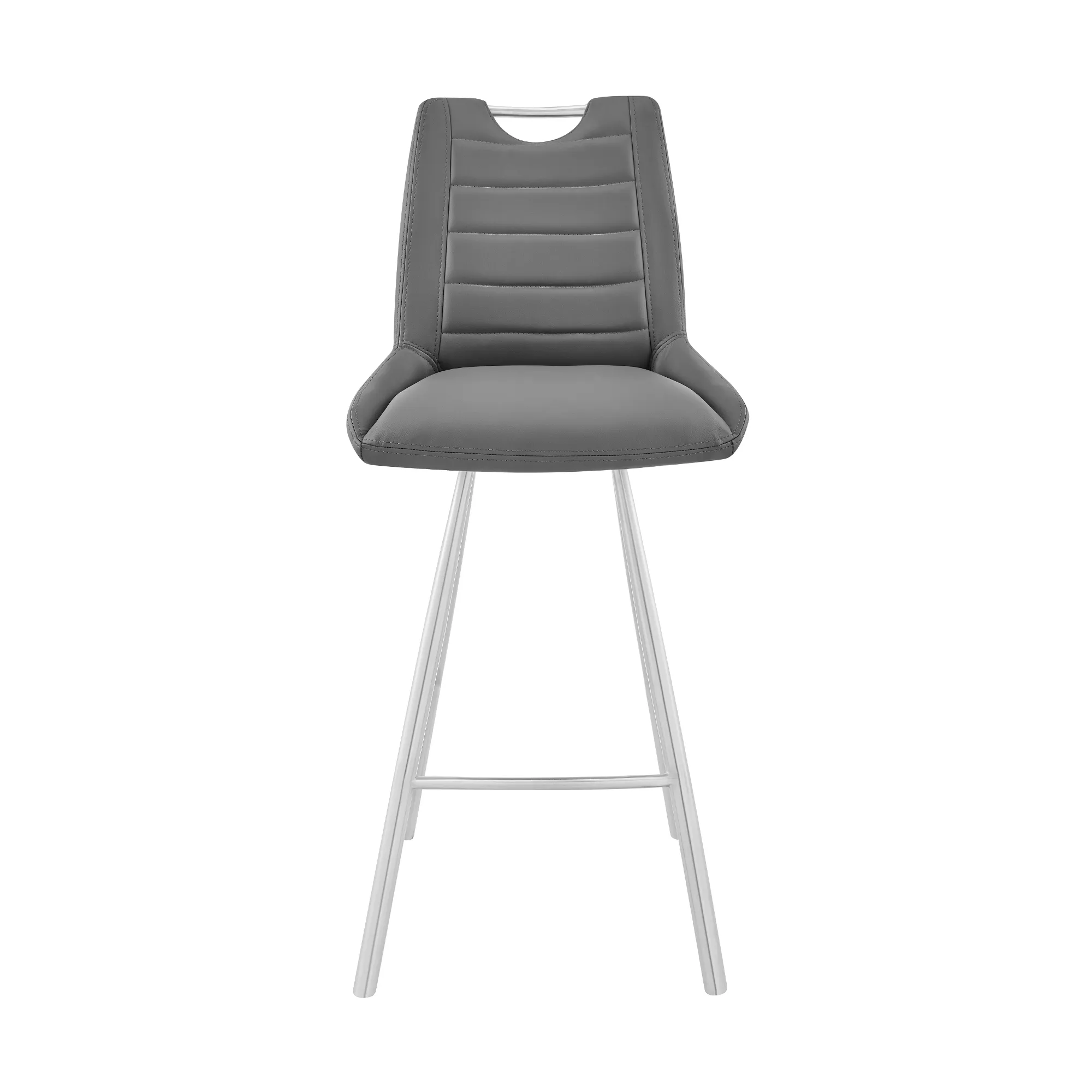 Arizona 26" Counter Height Bar Stool in Charcoal Faux Leather and Brushed Stainless Steel Finish