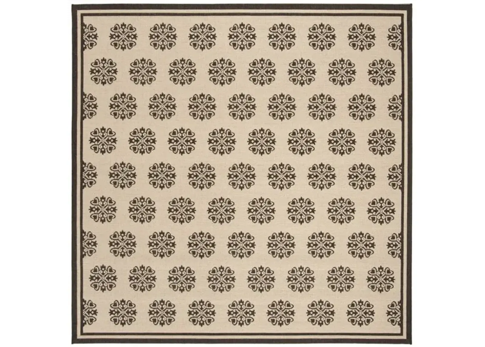 LINDEN 181 Collection LND181U-6SQ Creme / Brown 6'-7" X 6'-7" Square