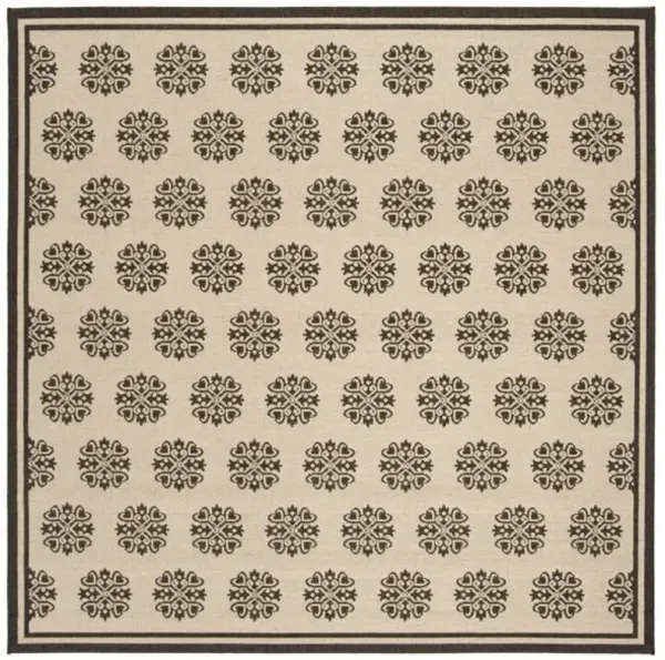 LINDEN 181 Collection LND181U-6SQ Creme / Brown 6'-7" X 6'-7" Square