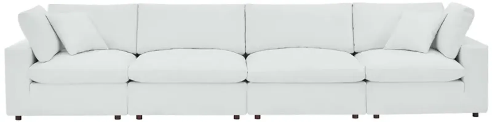 Commix Down Filled Overstuffed Vegan Leather 4-Seater Sofa