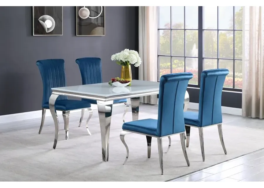 Carone 5-piece 61" Rectangular Dining Set Teal and Chrome