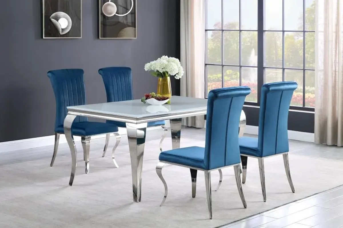 Carone 5-piece 61" Rectangular Dining Set Teal and Chrome