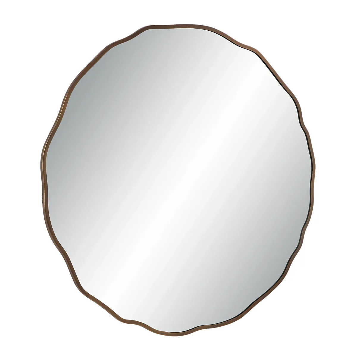 Bern 40" Tall Round Irregular Mirror, Antique Brushed Brass