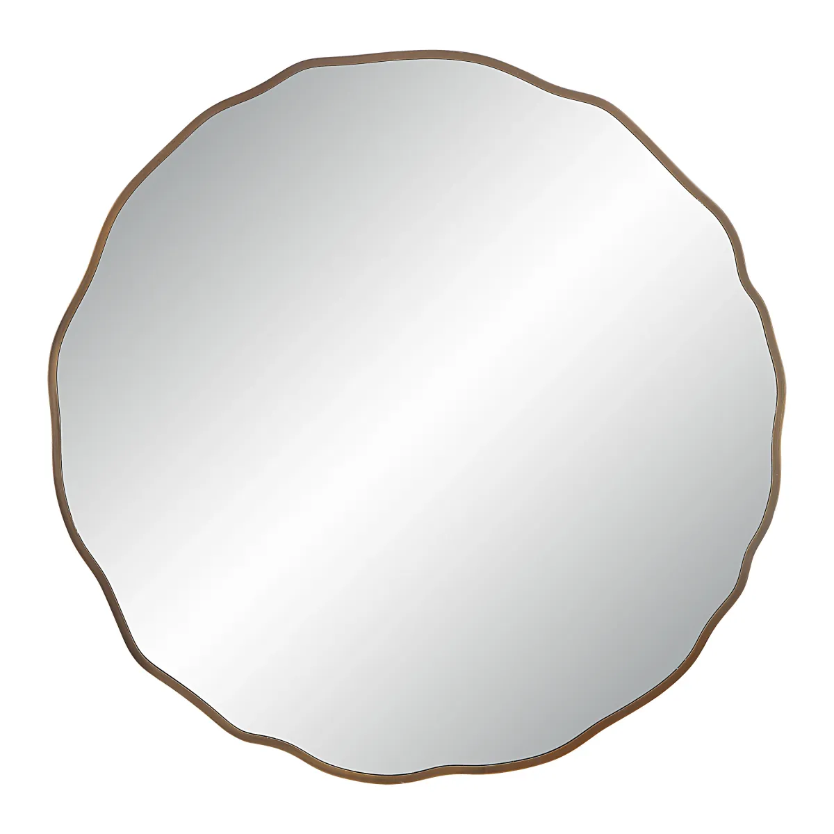 Bern 40" Tall Round Irregular Mirror, Antique Brushed Brass