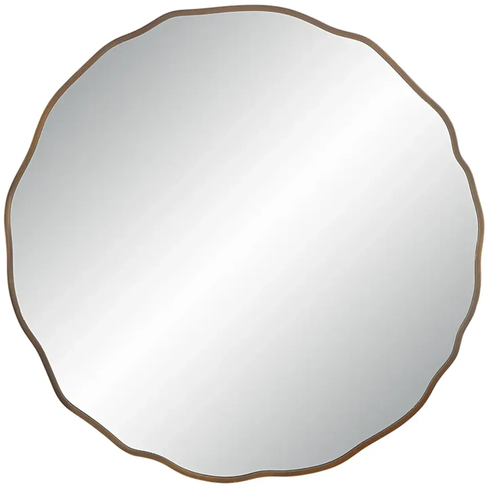 Bern 40" Tall Round Irregular Mirror, Antique Brushed Brass