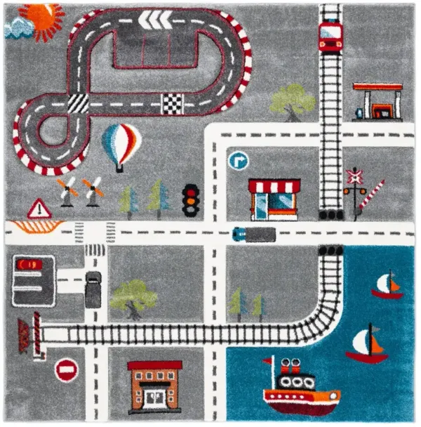CAROUSEL KIDS 192 GREY  8' x 8' Square Square Rug