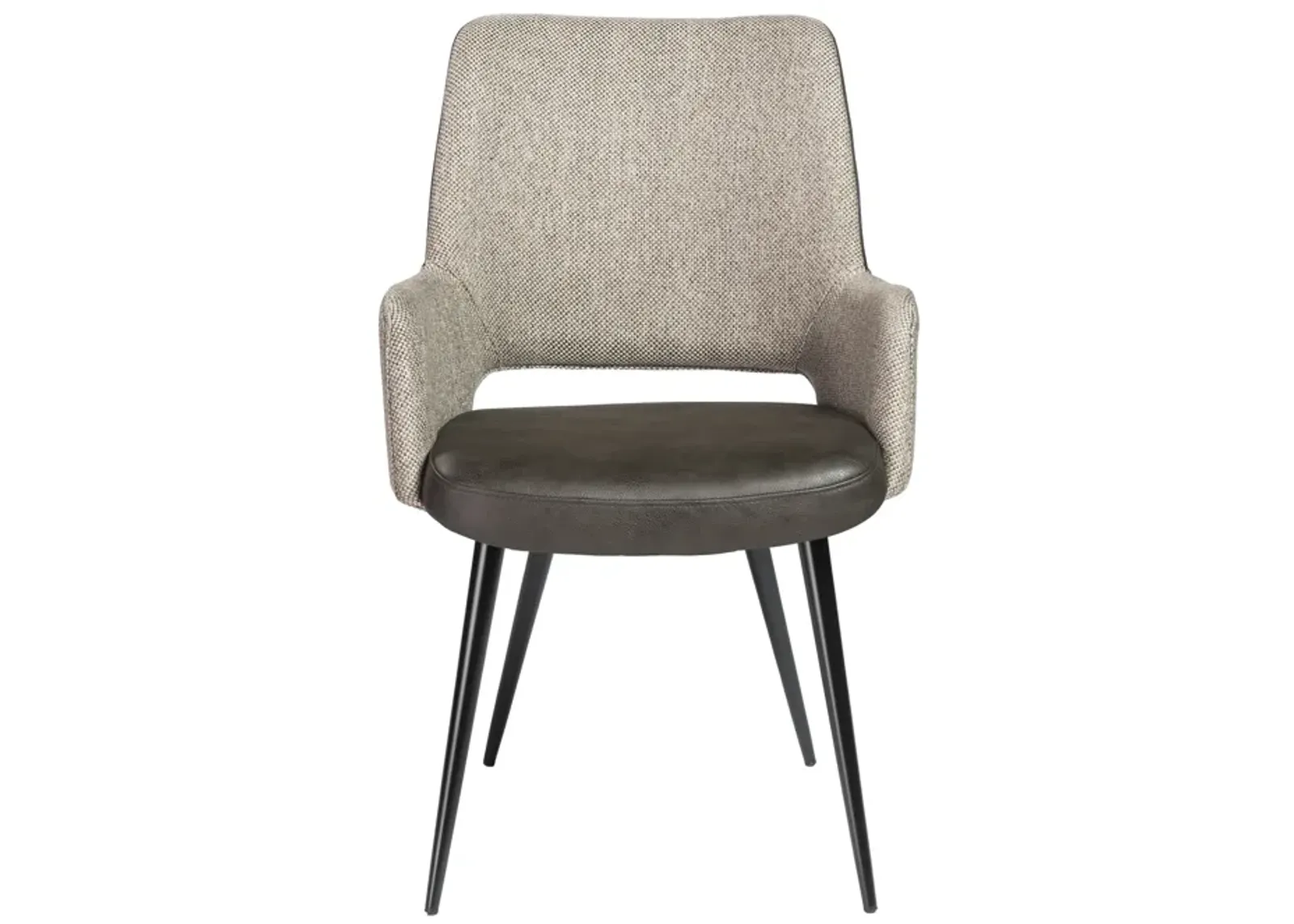 Desi Armchair in Light Gray Fabric and Dark Gray Leatherette with Black Base