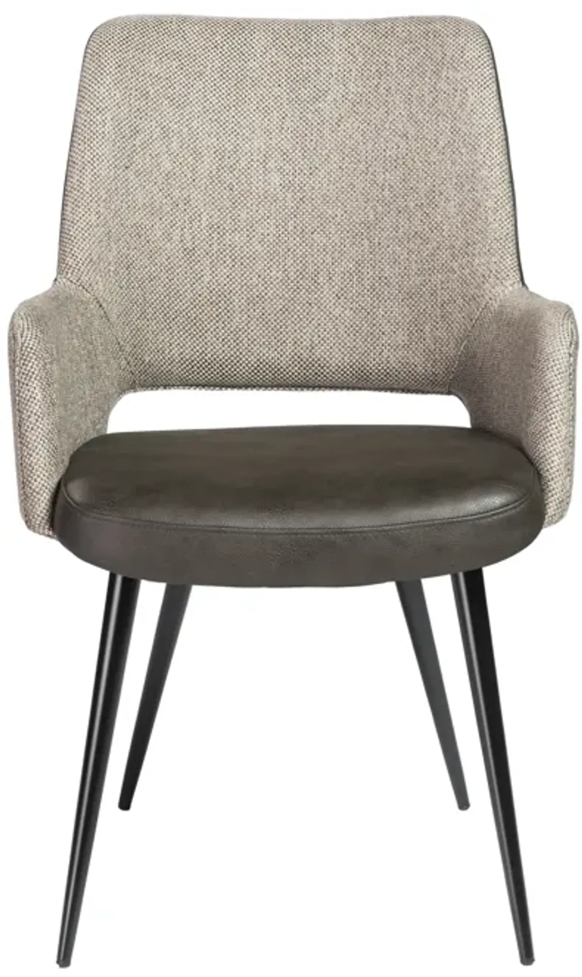 Desi Armchair in Light Gray Fabric and Dark Gray Leatherette with Black Base