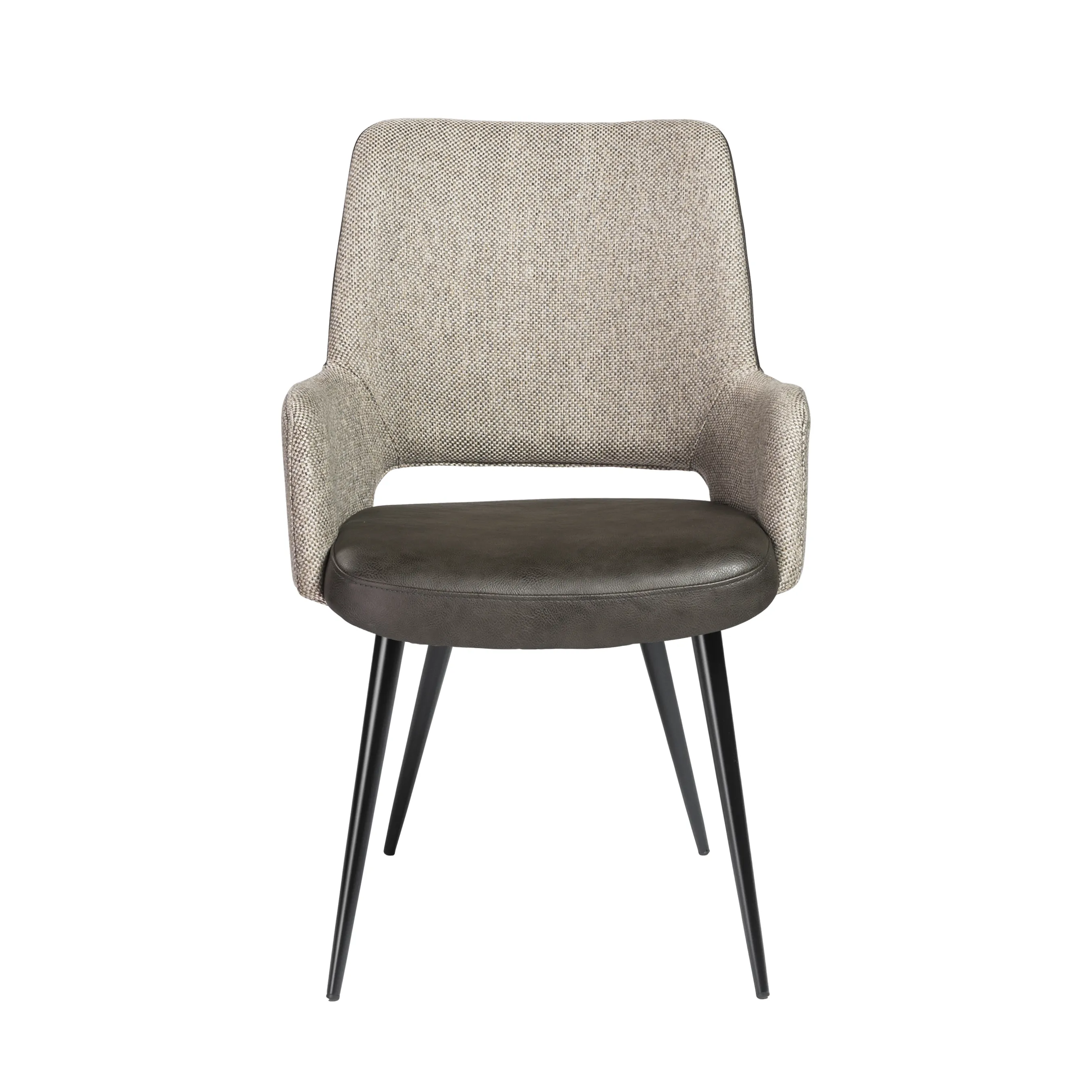 Desi Armchair in Light Gray Fabric and Dark Gray Leatherette with Black Base