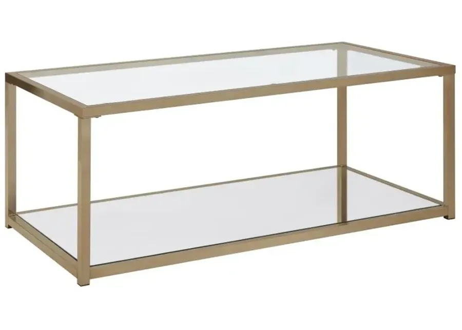 Cora Coffee Table with Mirror Shelf Chocolate Chrome