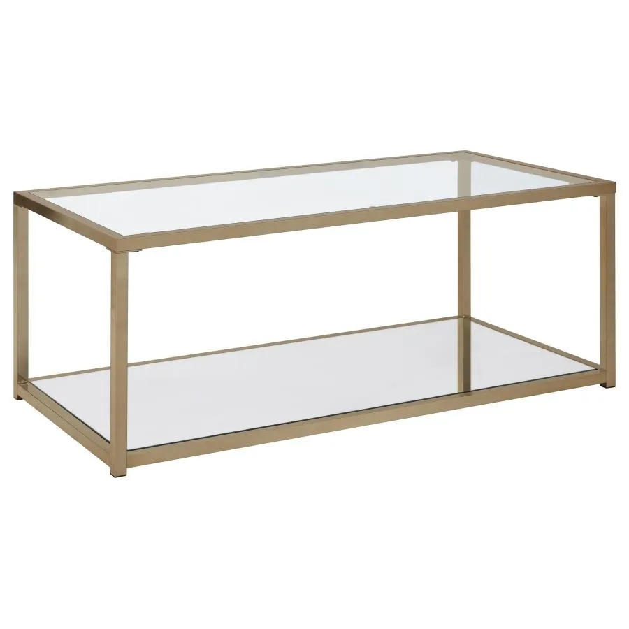 Cora Coffee Table with Mirror Shelf Chocolate Chrome