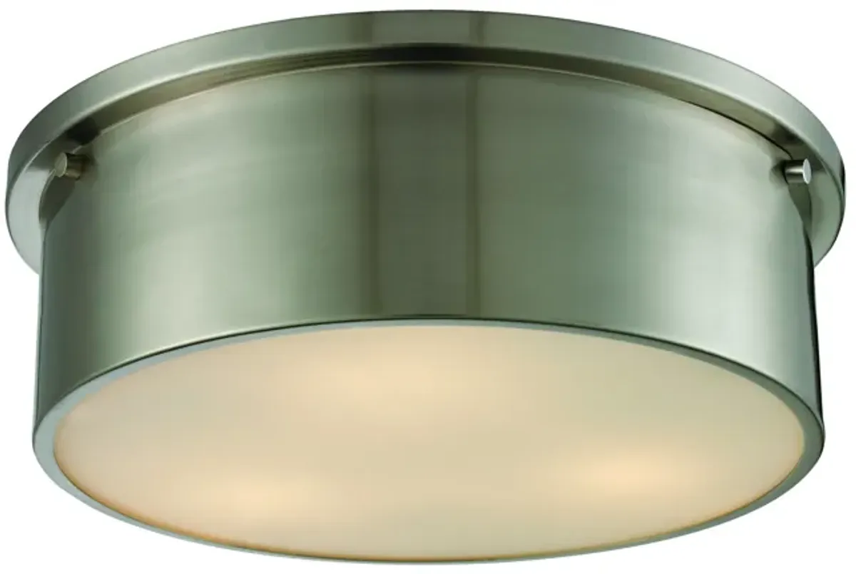 Simpson 14" Wide 3-Light Flush Mount - Brushed Nickel