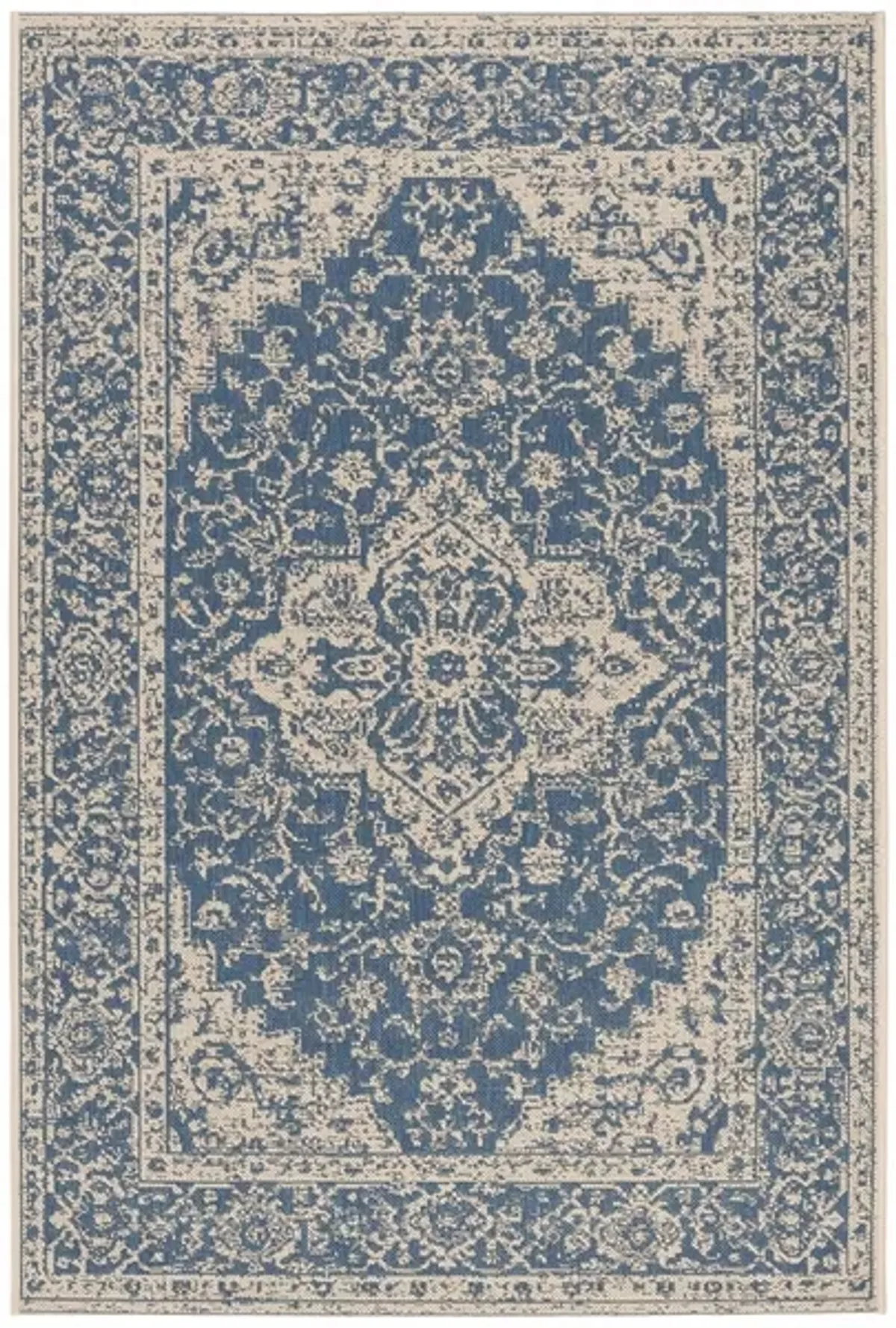 Safavieh BEACH HOUSE Collection BHS137M-3 Blue / Creme 3' X 5'