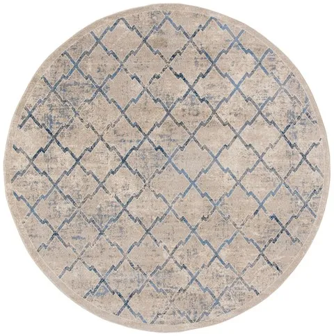 Brentwood 809 Light Grey / Blue 10' X 10' Round Round Powerloomed Rug