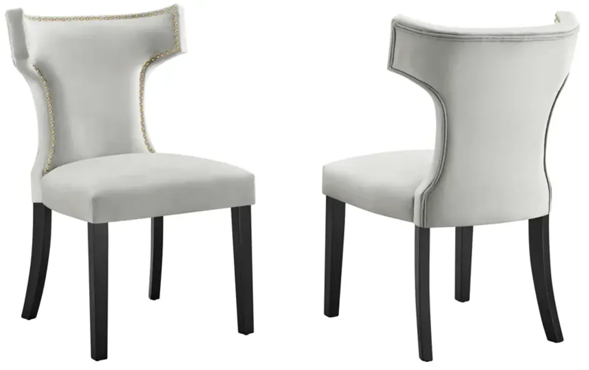 Curve Performance Velvet Dining Chairs - Set of 2