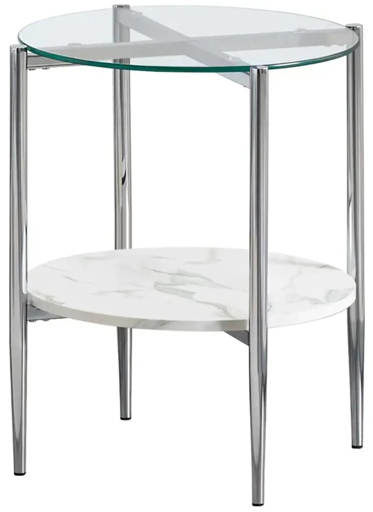 Cadee Round Glass Top End Table Clear and Chrome