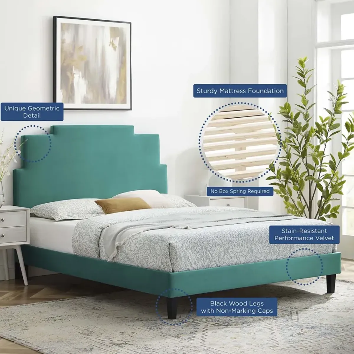 Lindsey Performance Velvet Twin Platform Bed