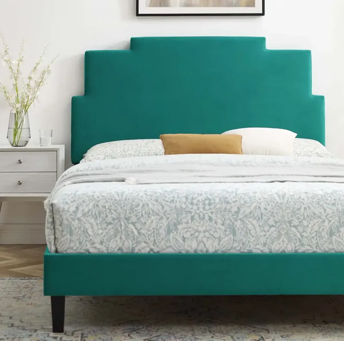 Lindsey Performance Velvet Twin Platform Bed