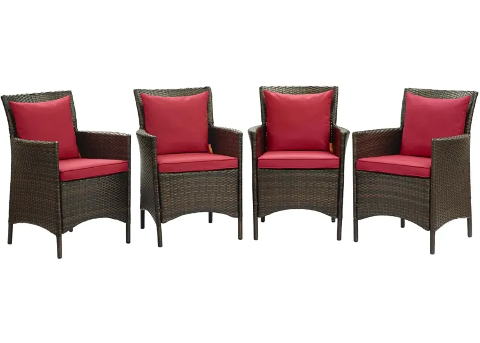 Conduit Outdoor Patio Wicker Rattan Dining Armchair Set of 4