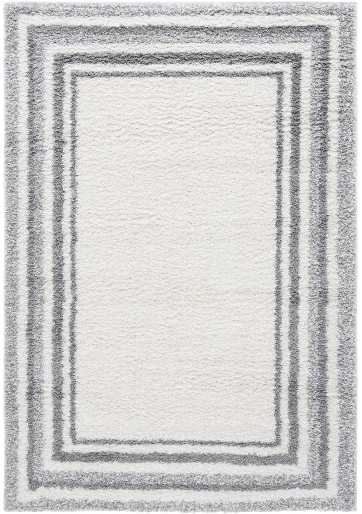 BORDER & STRIPE SHAG 251 Beige 5'-3' X 7'-6' Medium Rectangle Rug