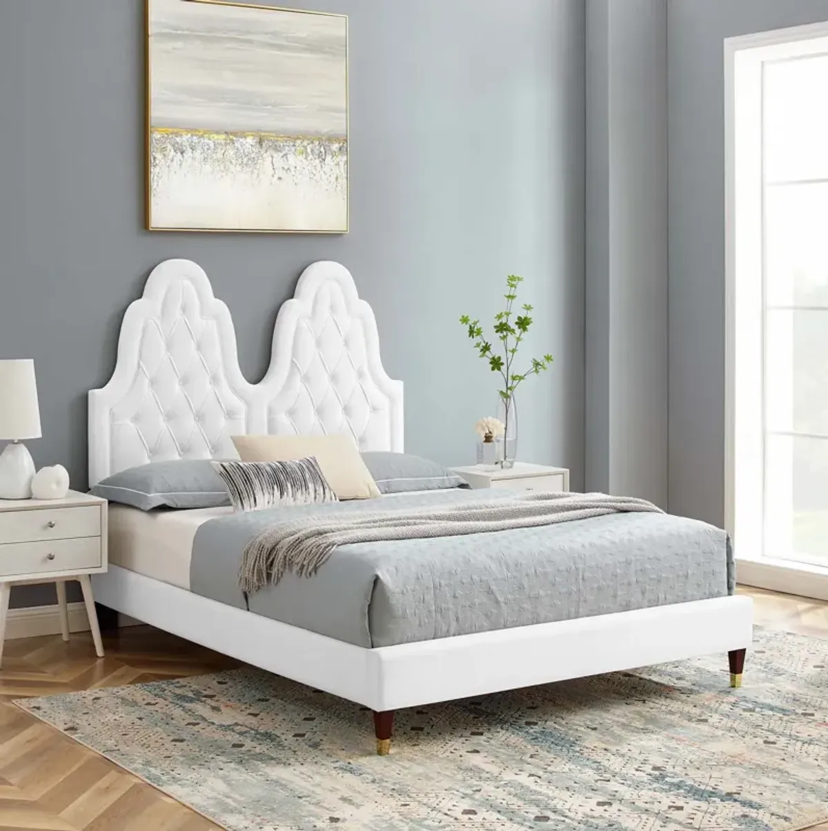 Alexandria Tufted Performance Velvet King Platform Bed