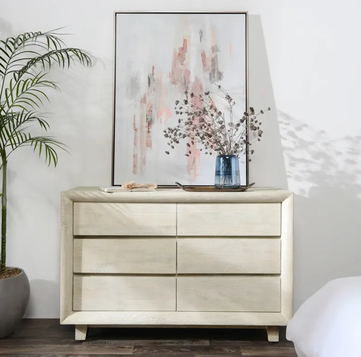 Reece Six-Drawer Mango Wood Dresser in Sand