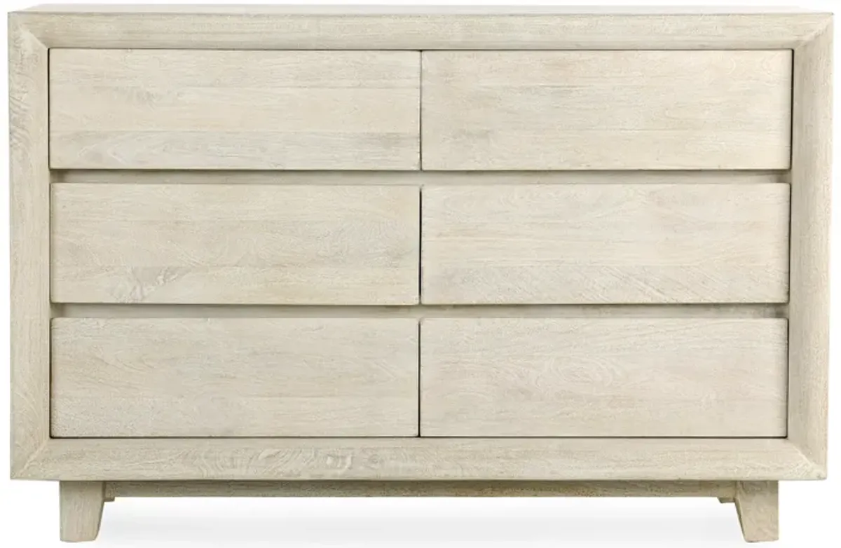 Reece Six-Drawer Mango Wood Dresser in Sand