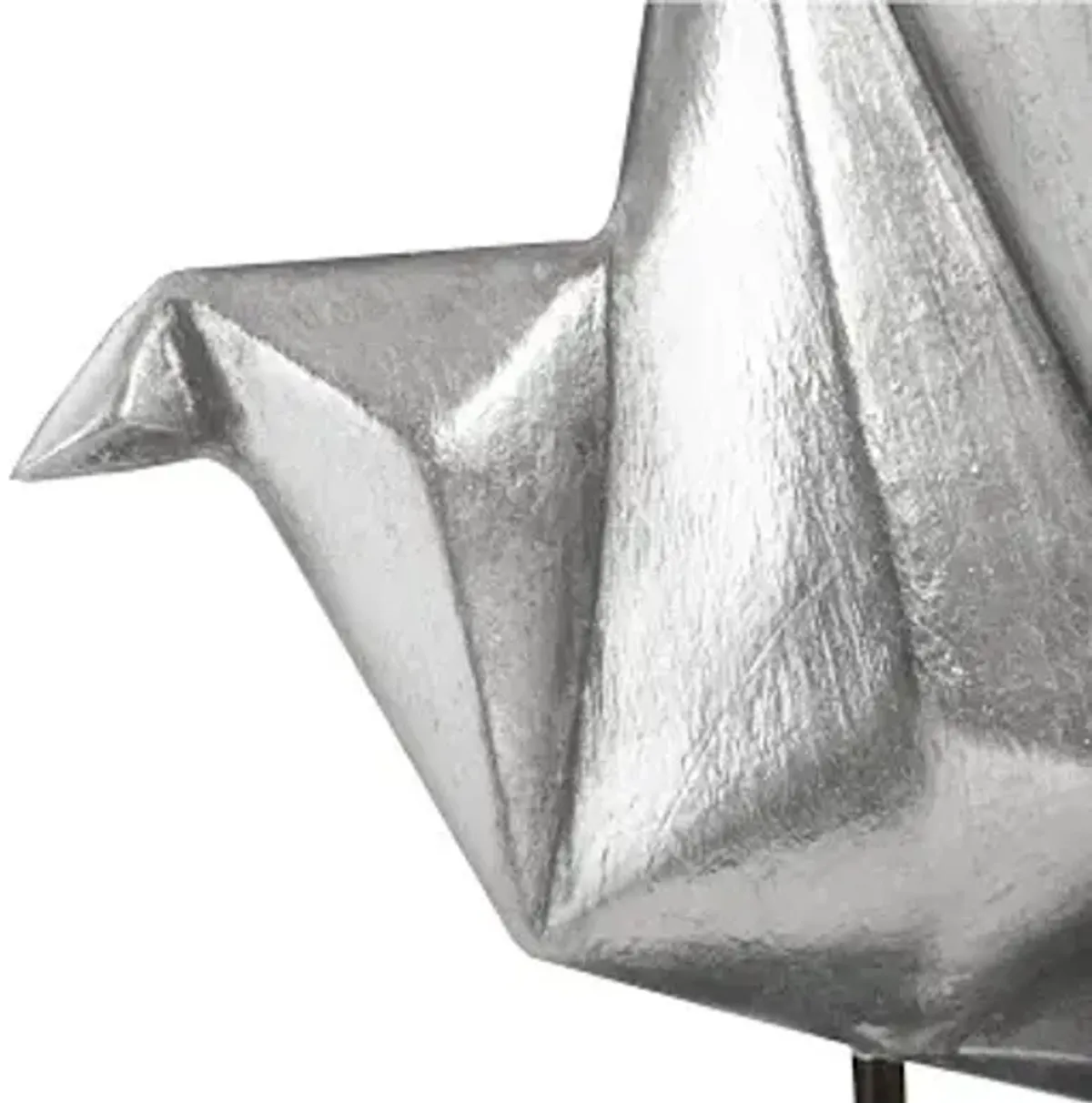 origami bird table top sculpture, silver leaf