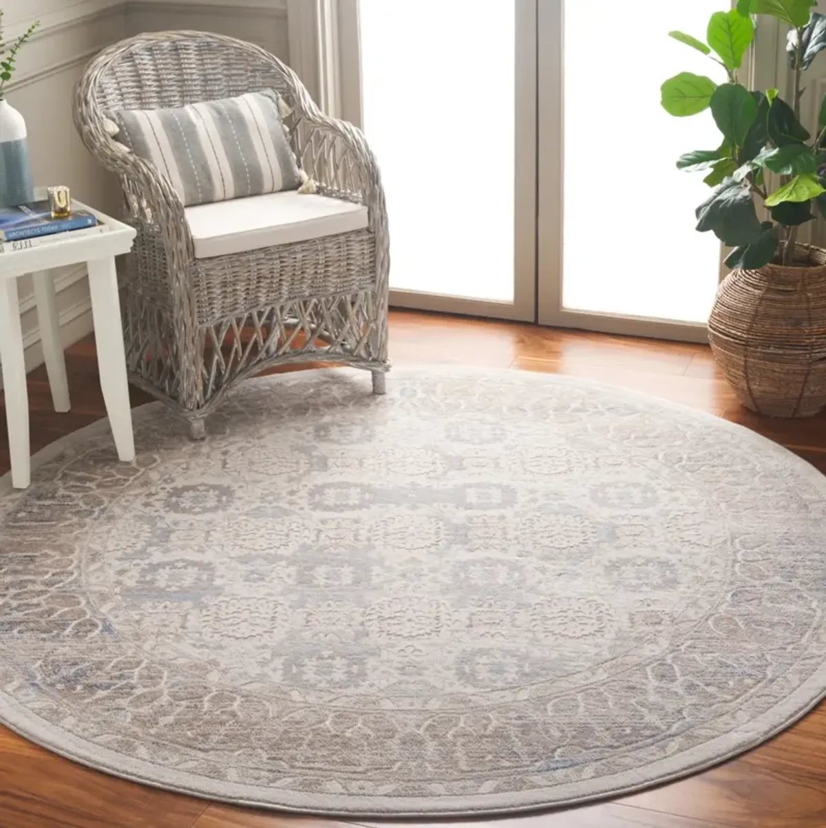 PRESTIGE 112 BEIGE  6'-7' x 6'-7' Round Round Rug