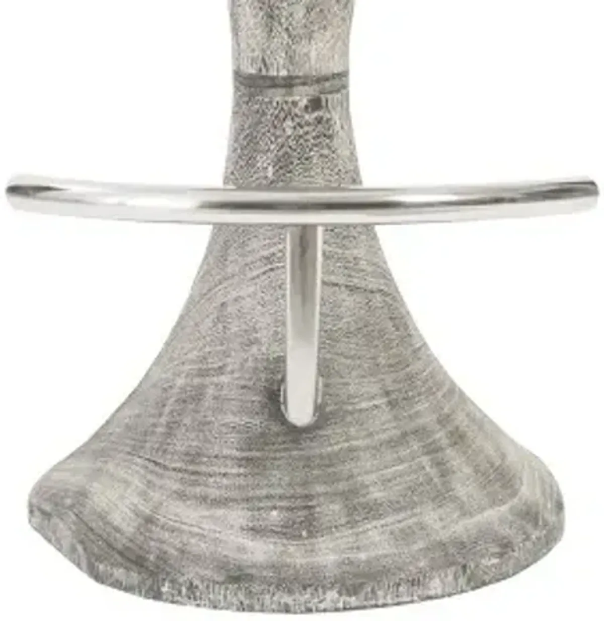 marley bar stool, gray stone finish, stainless steel foot rest